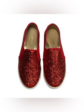 Feversole Women's Red Glitter Slip-On Sneakers Loafers Fashion Shoes Size 9 M US